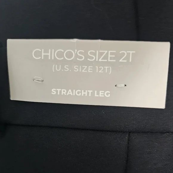 NWT Chico's Fly Front Seasonal Ankle Black Straight Leg Pant Sz 2T ( US 12T ) - Picture 4 of 5